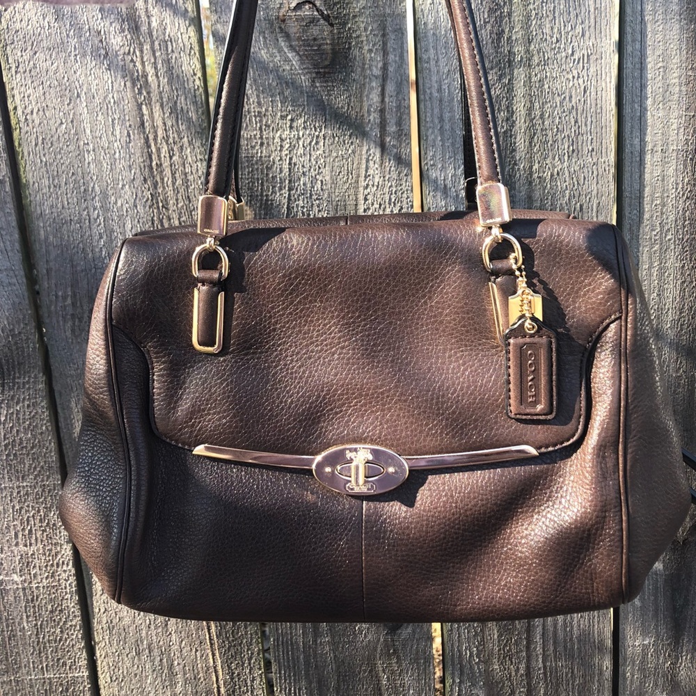 Brown leather coach purse